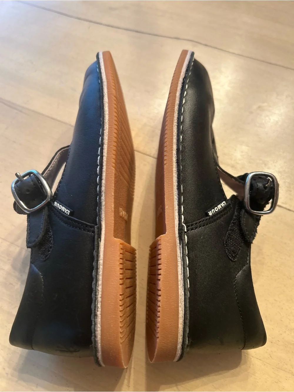 L’Amour Girls Leather Classic Black Mary Jane Kids Shoes size 1 EUC